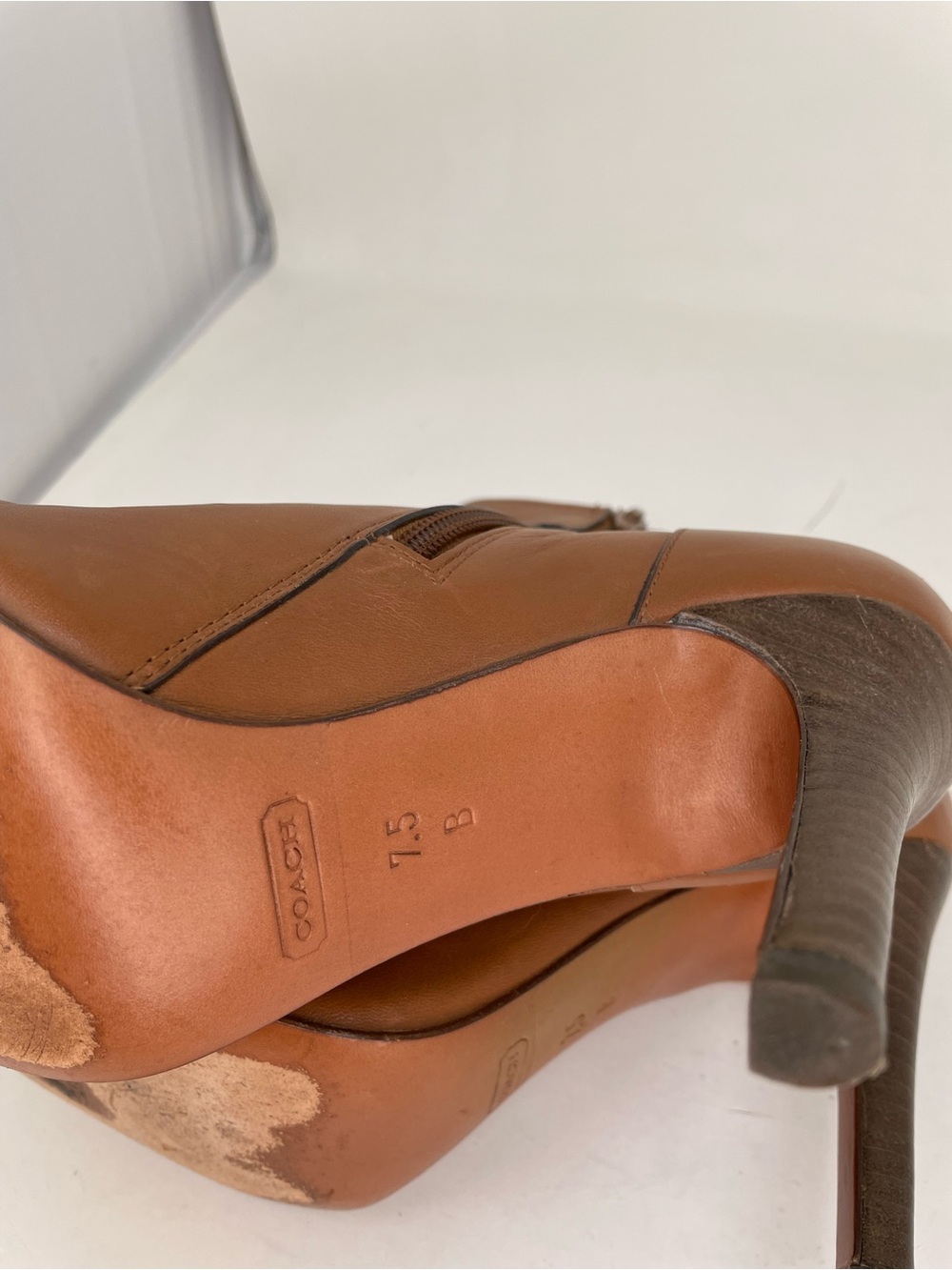 Coach Boots Women's Tan Leather Ankle Booties Buckle Detail Heels 7.5 - Picture 11 of 11